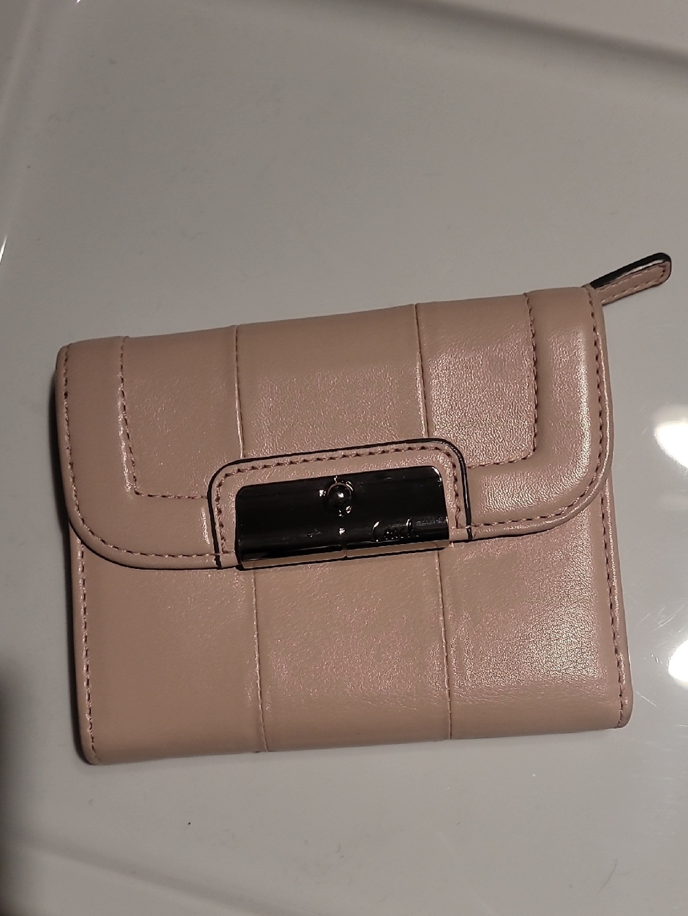 Coach Pale Pink Leather Small Wallet with Silver-Tone Hardware